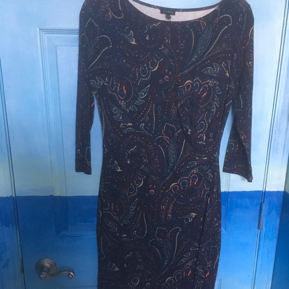 Talbots Purple and Blue Faux Wrap Dress